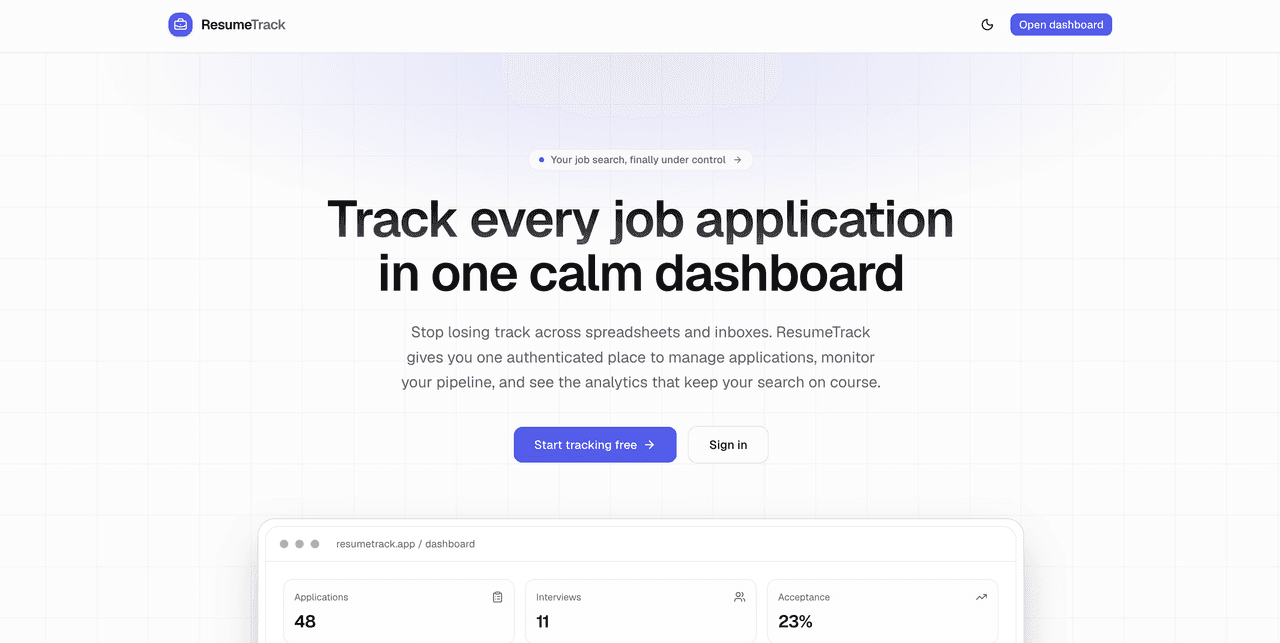 ResumeTrack preview